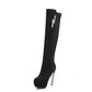 Zippers Round Toe Stiletto Heel Platform Knee-High Boots for Women