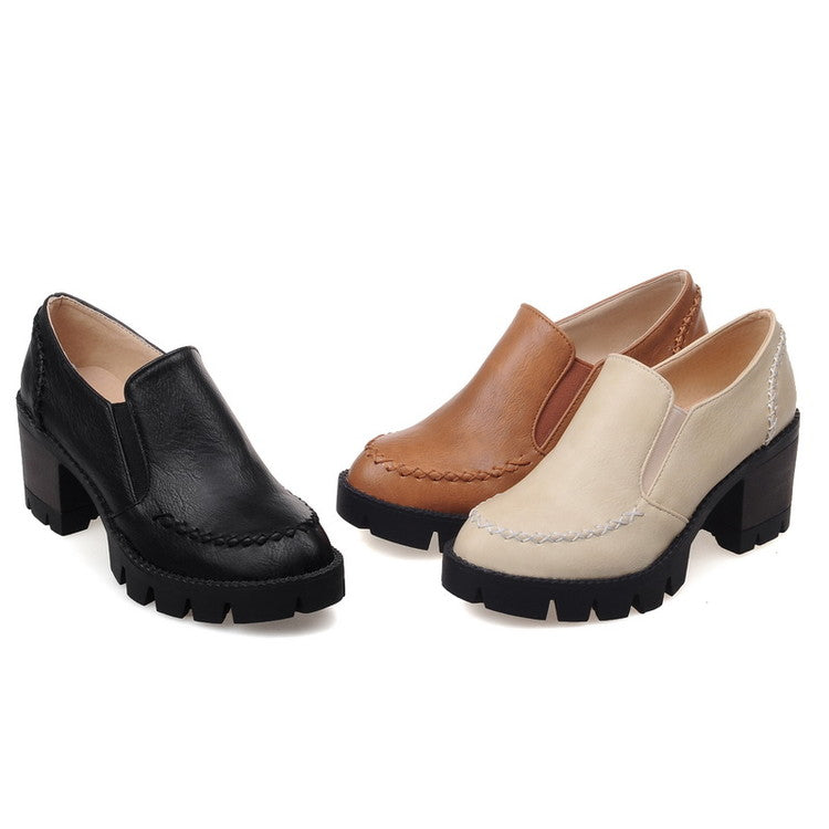 PU Leather Women High Heels Platform Shoes Woman