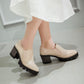PU Leather Women High Heels Platform Shoes Woman