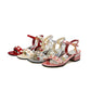 Women Chunky Heel Solid Color Peep Toe Buckle Strap Pearls Sandals