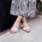 Women Color Block Metal Decor Buckle Strap Chunky Heel Sandals