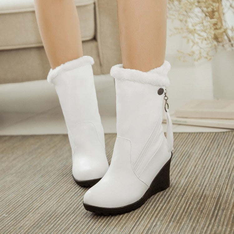 Women Wedges Heels Short Snow Boots