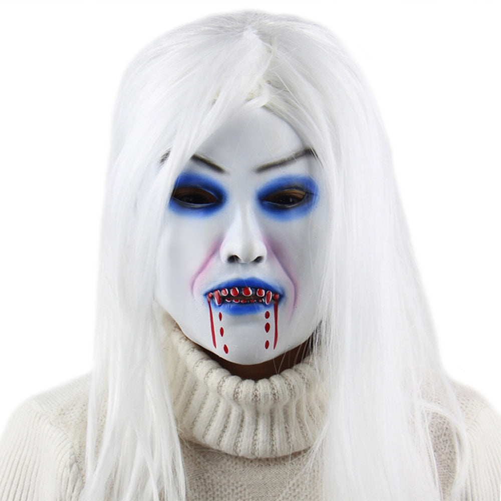 Masquerade Halloween Party White Witch Latex Mask