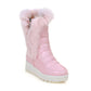 Women Rabbit Fur Platform Wedges Heels Snow Boots