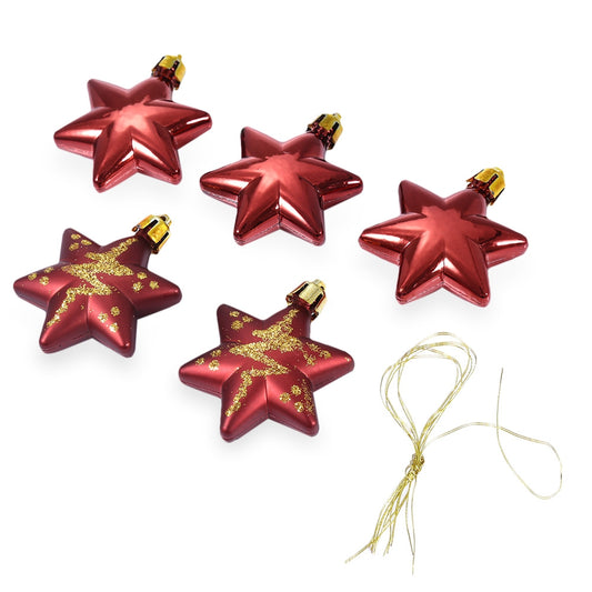 5pcs Merry Christmas Decorating Five-pointed Star Hanging Ornaments with Rope