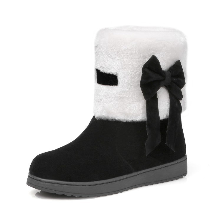 Women Winter Bowtie Short Snow Boots