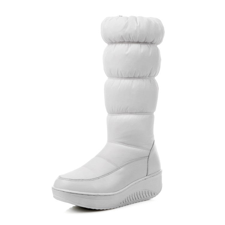 Women Wedge Heels Winter Down Mid Calf Snow Boots