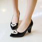 Women Pearl Block Heels Pumps Wedding Shoes