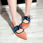 Women Pointed Toe Color Block Flats Shoes