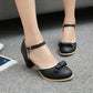 Women Hollow Out Butterfly Knot Ankle Strap Block Heel Sandals