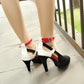 Women Peep Toe Color Block Strap Buckle High Heel Platform Sandals