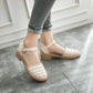 Women Ruffles Hollow Out Round Toe Ankle Strap Chunky Heel Sandals