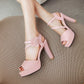 Women Peep Toe Ankle Strap Flora Deco High Heel Platform Sandals