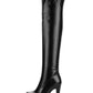 Women Pu Leather Round Toe Over the Knee Stiletto Heel Platform Tall Boots