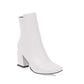Women Pu Leather Square Toe Zip Block Heel Short Boots