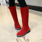 Women Suede Mid Heels Knee High Boots