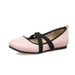 Women Solid Color Round Toe Cross Strap Flat Shoes