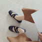 Women Solid Color Soft Leather Square Toe Flat Shoes