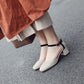Women Suede Color Block Ankle Strap Block Heel Sandals