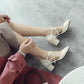 Women Patent Leather Round Toe Hollow Out Ankle Strap Block Heel Sandals