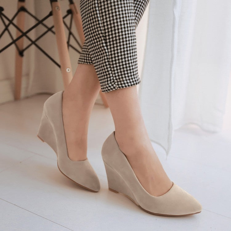Women Heels Suede Platform Wedge Shoes