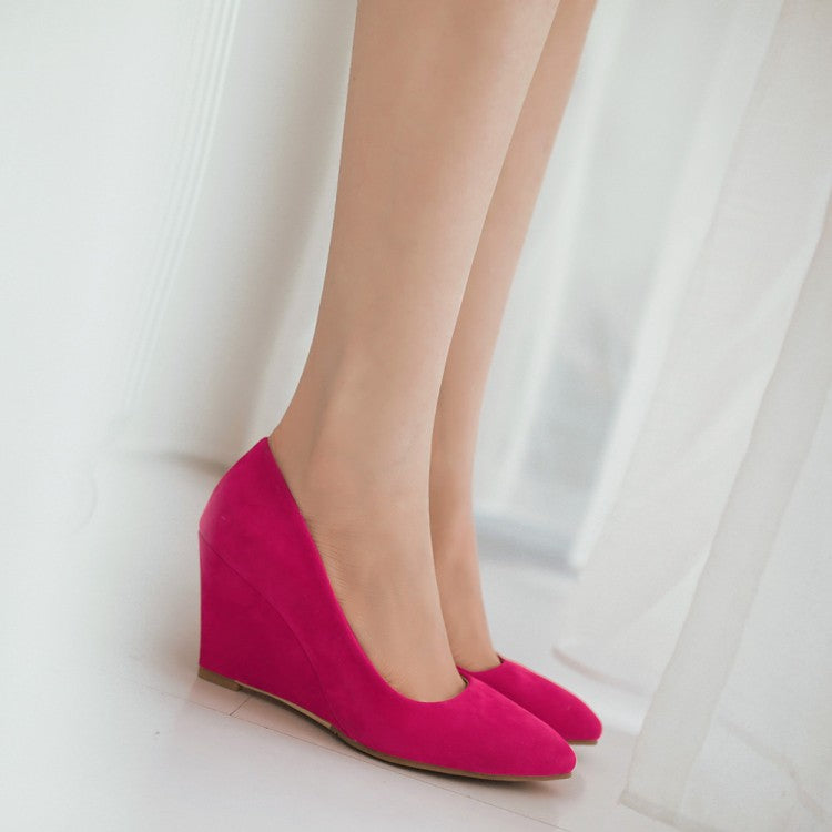 Women Heels Suede Platform Wedge Shoes
