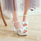 Women Lace Butterfly Knot High Heel Platform Sandals