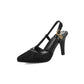 Women Pointed Toe Embossed Lace Buckle Strap Stiletto Heels Sandals