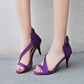 Women Frosted Flora Solid Color Stiletto Heels Sandals