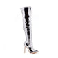 Women Patent Leather Pointed Toe Side Zippers Stiletto Heel Over the Knee Boots