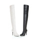 Women Pu Leather Pointed Toe Stitching Stiletto Heel Over the Knee Boots