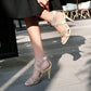 Women Rhinestone Decor Stiletto Heels Sandals