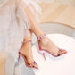 Women Rhinestone Ankle Strap Star Decor Stiletto Heels Sandals