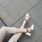 Women Solid Color Buckle Hollow Out Ankle Strap Block Heel Sandals