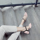 Women Solid Color Buckle Hollow Out Ankle Strap Block Heel Sandals