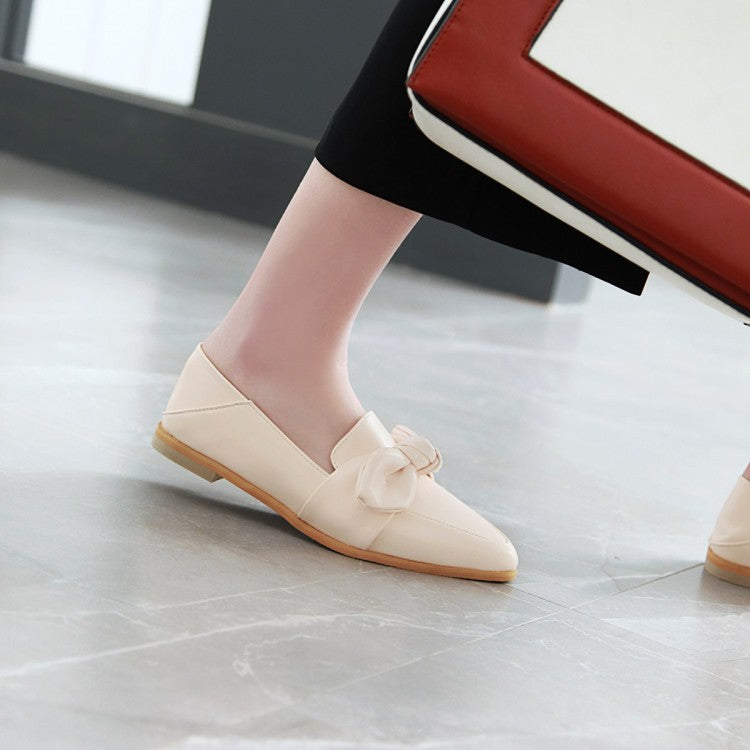 Women Pointed Toe Bowtie Flats Shoes