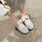 Women Sequined Bowtie Flats Mary Jane Shoes
