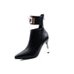 Women Patchwork Pointed Toe Metal Rhinestone Stiletto Heel Short Boots