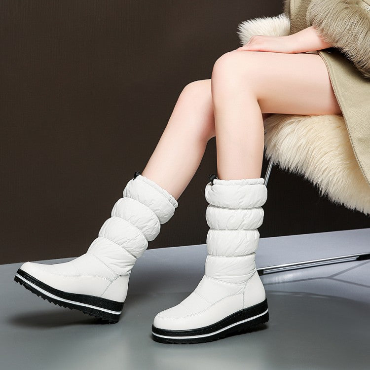 Women Heels Winter Down Mid Calf Snow Boots