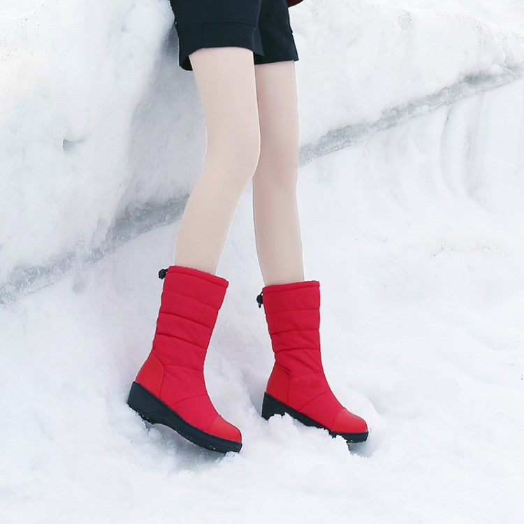 Women Heels Warm Winter Down Mid Calf Snow Boots