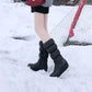 Women Wedges Heels Winter Down Mid Calf Snow Boots