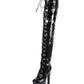 Women Round Toe Lace Up High Heel Platform Over the Knee Boots