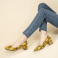 Women Snake-printed Block Heels Pumps