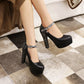 Women Ankle Strap High Heels Platform Pumps