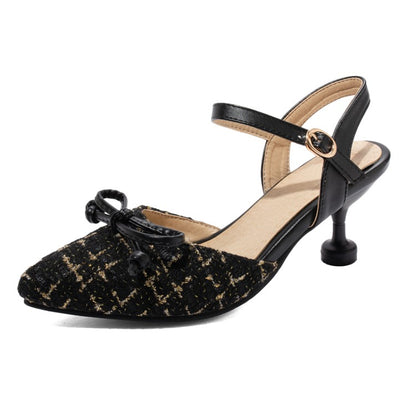 Women High Heels Butterfly Knot Ankle Strap Spool Heel Stiletto Sandals
