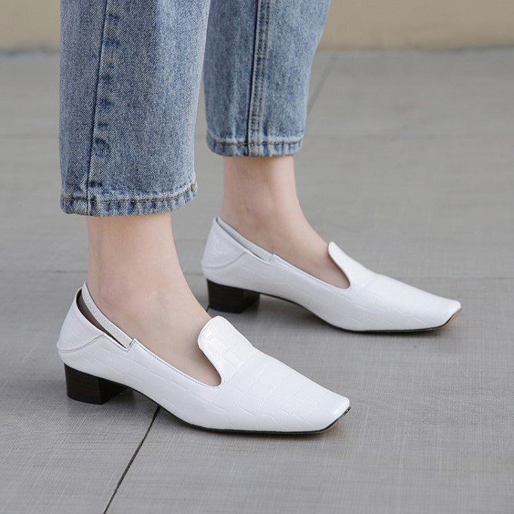 Women Square Toe Block Heels Shoes