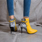 Women Pointed Toe Snake-print High Heel Short Boots