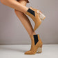 Women Snake Crocodile Pattern Pointed Toe Elastic Band Block Heel Short Boots