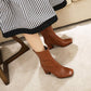 Women Pu Leather Crocodile Pattern Back Zippers Block Heel Short Boots