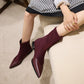 Women Pointed Toe Low Heel Mid Calf Boots